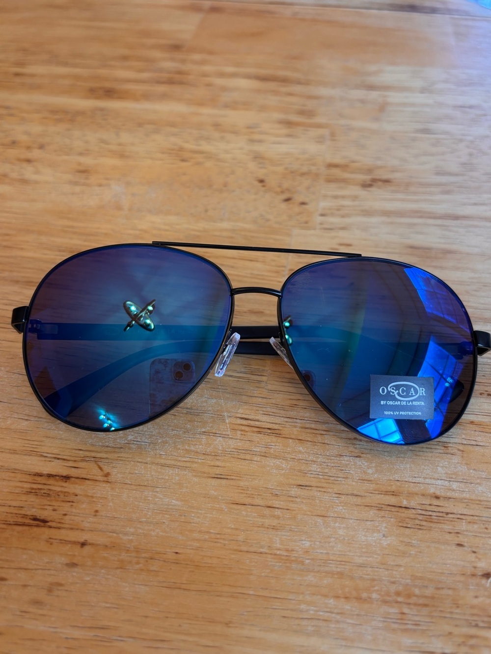 Oscar de la Renta Blue Mirrored Aviator Sunglasses for Men